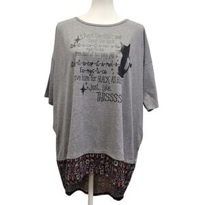 Hand Printed Upcycled Womens Medium Hocus Pocus Twist The Bones Spell Top